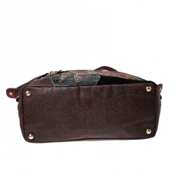 Pre Owned Etro Multicolor Paisley Printed Coated Canvas and Leather Embroidered Tote 