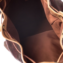 Pre Owned Etro Brown Paisley Printed Satin and Leather Drawstring Bucket Bag