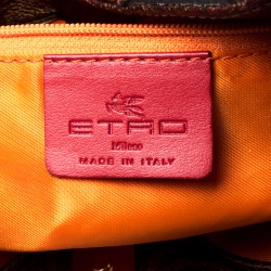 Etro Multicolor Paisley Coated Canvas and Fur Tote