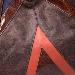 Etro Multicolor Paisley Coated Canvas and Fur Tote
