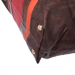 Etro Multicolor Paisley Coated Canvas and Fur Tote