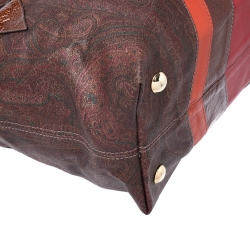 Etro Multicolor Paisley Coated Canvas and Fur Tote