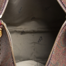 Pre Owned Etro Red/Brown Paisley Print and Croc Embossed Leather Hobo