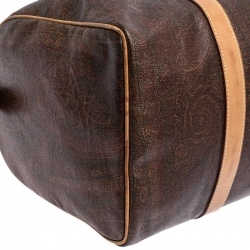 Pre Owned Etro Brown Paisley Printed Coated Canvas and Leather Weekender Bag