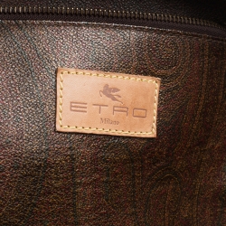 Pre Owned Etro Brown Paisley Printed Coated Canvas and Leather Weekender Bag