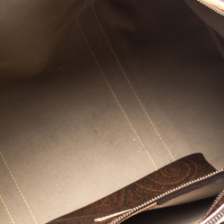 Pre Owned Etro Brown Paisley Printed Coated Canvas and Leather Weekender Bag