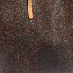Pre Owned Etro Brown Paisley Printed Coated Canvas and Leather Shopper Tote