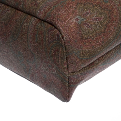 Pre Owned Etro Brown Paisley Printed Coated Canvas and Leather Shopper Tote
