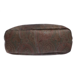 Pre Owned Etro Brown Paisley Printed Coated Canvas and Leather Shopper Tote