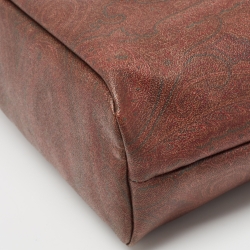 Etro Brown Paisley Print Coated Canvas Sequin Logo Shopper Tote