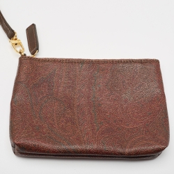 Etro Brown Paisley Print Coated Canvas Sequin Logo Shopper Tote