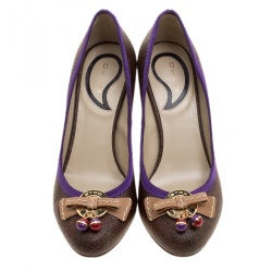 Etro Multicolor Canvas and Leather Block Heel Pumps Size 36
