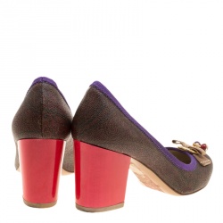 Etro Multicolor Canvas and Leather Block Heel Pumps Size 36