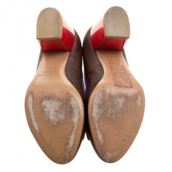 Etro Multicolor Canvas and Leather Block Heel Pumps Size 36