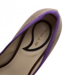 Etro Multicolor Canvas and Leather Block Heel Pumps Size 36