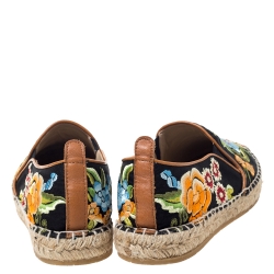 Etro Black/Multicolor Embroidered Fabric Espadrille Flats Size 36