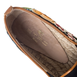 Etro Black/Multicolor Embroidered Fabric Espadrille Flats Size 36