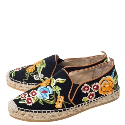 Etro Black/Multicolor Embroidered Fabric Espadrille Flats Size 36