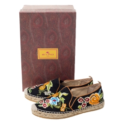Etro Black/Multicolor Embroidered Fabric Espadrille Flats Size 36
