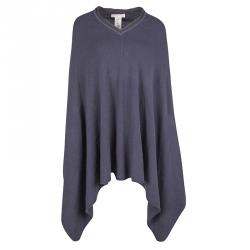 Fabiana Filippi Grey Nickel Embellished V-Neck Poncho M