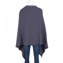 Fabiana Filippi Grey Nickel Embellished V-Neck Poncho M