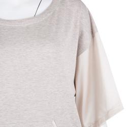 مملوكة مسبقًا توب فابيانا فيليبي مرصع نيكل أكمام بحافة مضلعة ساتان بيج XS