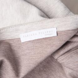 مملوكة مسبقًا توب فابيانا فيليبي مرصع نيكل أكمام بحافة مضلعة ساتان بيج XS