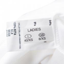 Pre Owned Fabiana Filippi White Contrast Silk Neck Trim Detail Ribbed Tank Top XS