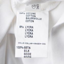 Pre Owned Fabiana Filippi White Contrast Silk Neck Trim Detail Ribbed Tank Top XS