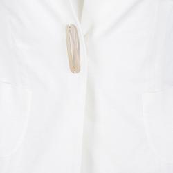 Fabiana Filippi White Contrast Collar Detail Cotton Linen Jacket XS