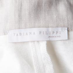 Fabiana Filippi White Contrast Collar Detail Cotton Linen Jacket XS