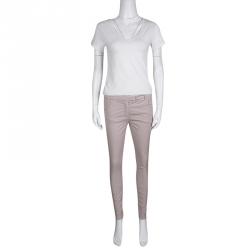 Fabiana Filippi Dusty Pink Stretch Cotton Skinny Trousers S