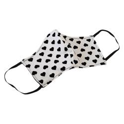 Pre Owned Non-Medical Handmade White Heart Printed Cotton Face Mask - Pack Of 5 (Available for UAE Customers Only)