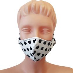 Pre Owned Non-Medical Handmade White Heart Printed Cotton Face Mask - Pack Of 5 (Available for UAE Customers Only)