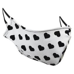 Pre Owned Non-Medical Handmade White Heart Printed Cotton Face Mask - Pack Of 5 (Available for UAE Customers Only)