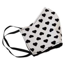 Pre Owned Non-Medical Handmade White Heart Printed Cotton Face Mask - Pack Of 5 (Available for UAE Customers Only)