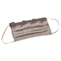 Non-Medical Handmade Blue Embroidered Lace and Cotton Face Mask - Pack Of 5 (Available for UAE Customers Only) 