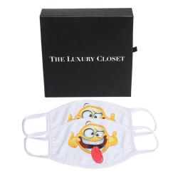 Non-Medical White Emoji Print Cotton Face Mask - Pack of 2 (Available for UAE Customers Only) 