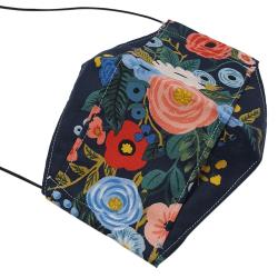 Non-Medical Handmade Dark Blue Floral Printed Cotton Face Mask - Pack Of 2 (Available for UAE Customers Only)