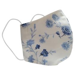 Pre Owned Non-Medical Handmade White/Blue Floral Printed Cotton Face Mask - Pack Of 2 (Available for UAE Customers Only)