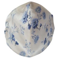 Pre Owned Non-Medical Handmade White/Blue Floral Printed Cotton Face Mask - Pack Of 2 (Available for UAE Customers Only)