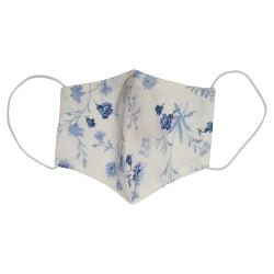 Pre Owned Non-Medical Handmade White/Blue Floral Printed Cotton Face Mask - Pack Of 2 (Available for UAE Customers Only)