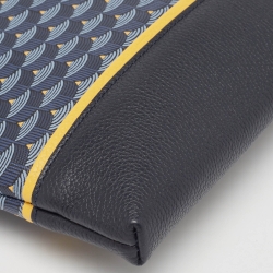 Pre Owned Faure Le Page Navy Blue Coated Canvas and Leather Etendard 35 Zip Pochette