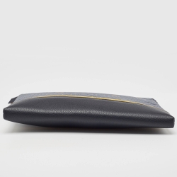 Pre Owned Faure Le Page Navy Blue Coated Canvas and Leather Etendard 35 Zip Pochette