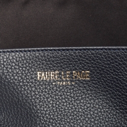 Pre Owned Faure Le Page Navy Blue Coated Canvas and Leather Etendard 35 Zip Pochette