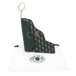Faure Le Page Green Coated Canvas and Leather Pouch Keychain