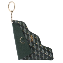 Faure Le Page Green Coated Canvas and Leather Pouch Keychain