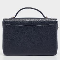 Fauré Le Page Navy Blue Leather and Coated Canvas Calibre 21 Top Handle Bag