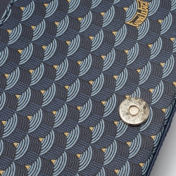 Fauré Le Page Navy Blue Leather and Coated Canvas Calibre 21 Top Handle Bag