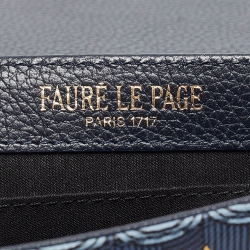 Fauré Le Page Navy Blue Leather and Coated Canvas Calibre 21 Top Handle Bag